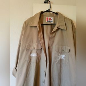 Dickies Work Shirt 2XL hand printed anarchist streetwear